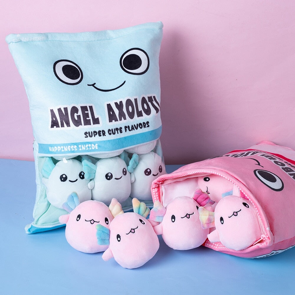 Rainbow Pink Blue Axolotl Candy Bag Plushies — image 2