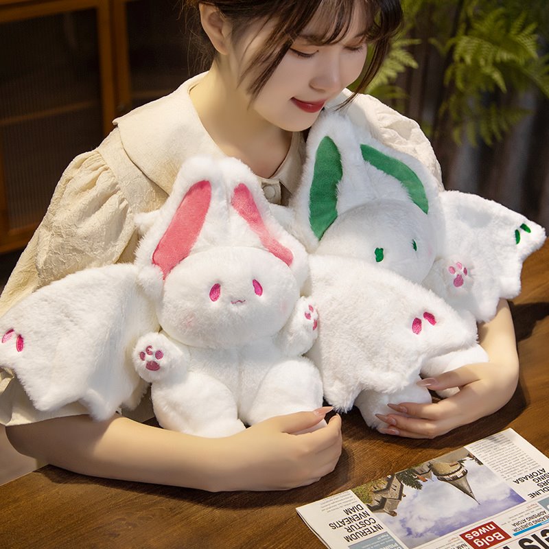 White Kawaii Fluffy Bat Plushie — image 3