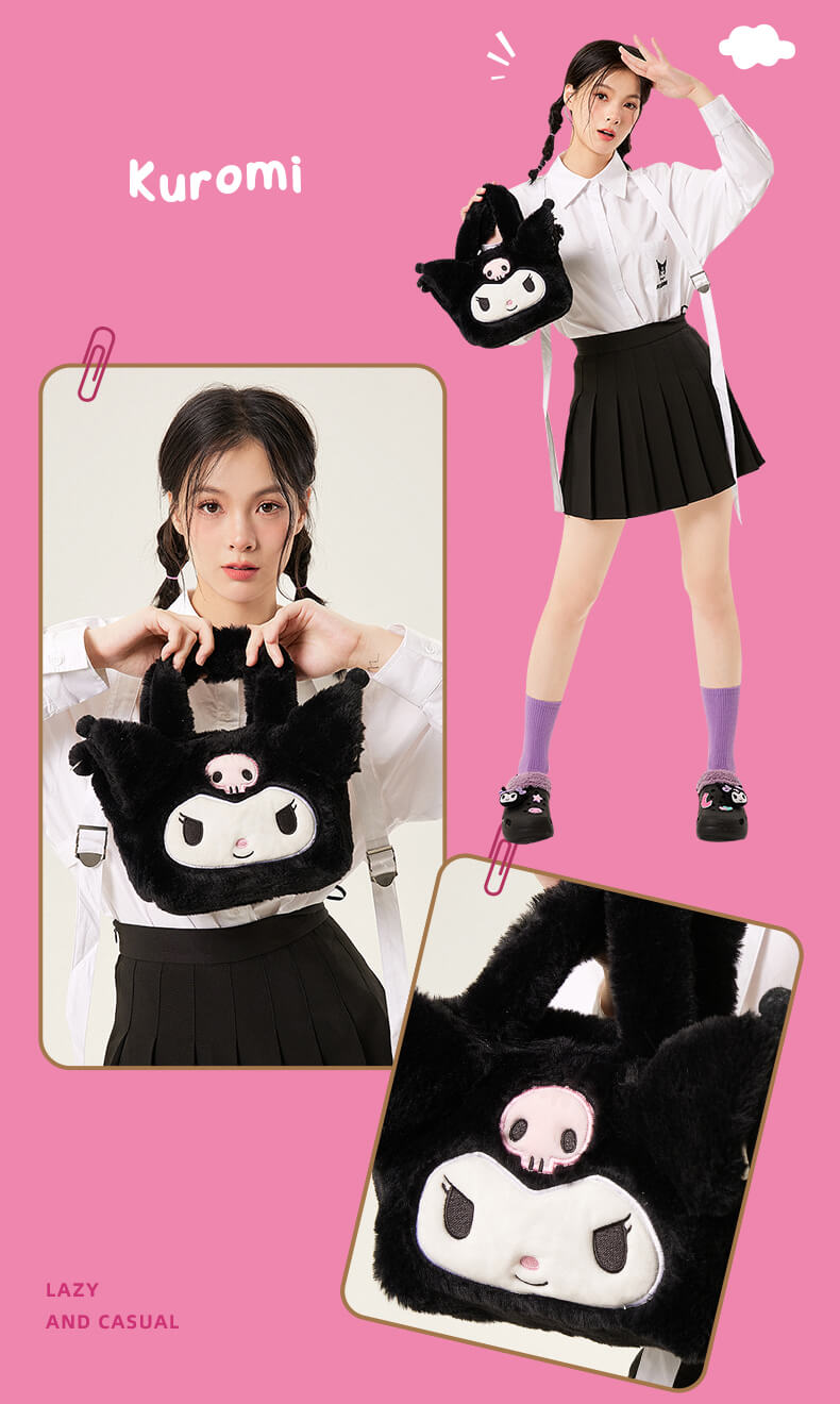 My Melody/Hello Kitty/Kuromi Fluffy Tote Bag with Strap — image 6