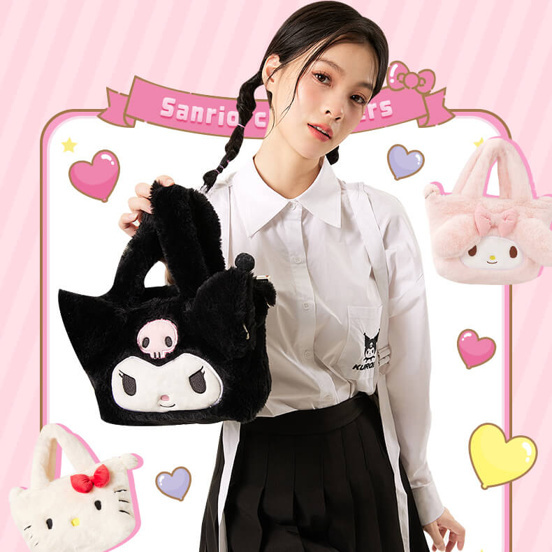 My Melody/Hello Kitty/Kuromi Fluffy Tote Bag with Strap — image 8