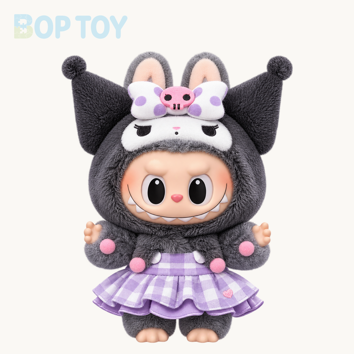 POP MART Labubu The Monsters x Hello Kitty and Friends Vinyl Plush Pendant Blind Box — Kuromi option