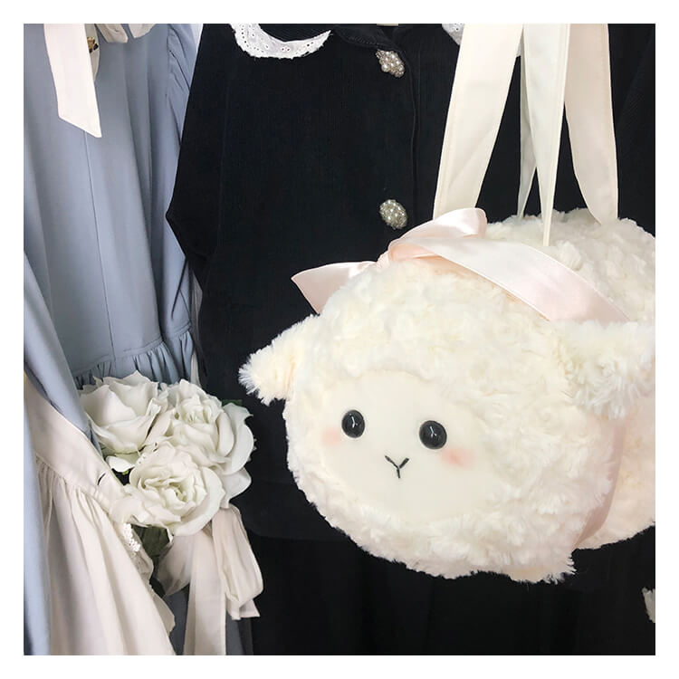Chubby Sheep Plush Bag with Ribbon — image 3