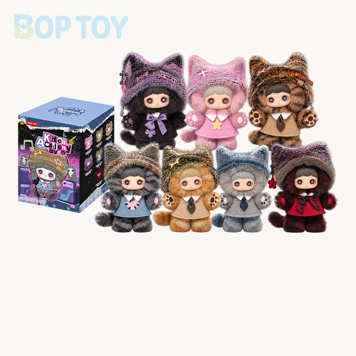 Maymei Kitten Academy Series Vinyl Plush Keychain Blindbox — retail packaging and possible styles; actual contents depend on the selected option