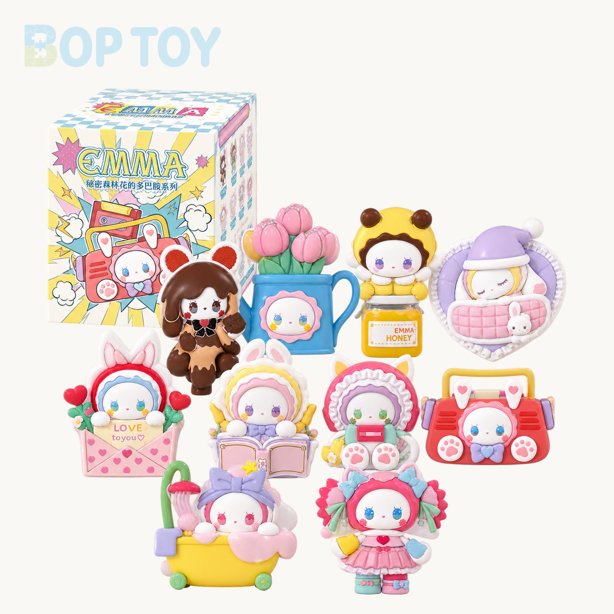 EMMA Secret Forest Love Dopamine Series Blindbox — retail packaging and possible styles; actual contents depend on the selected option