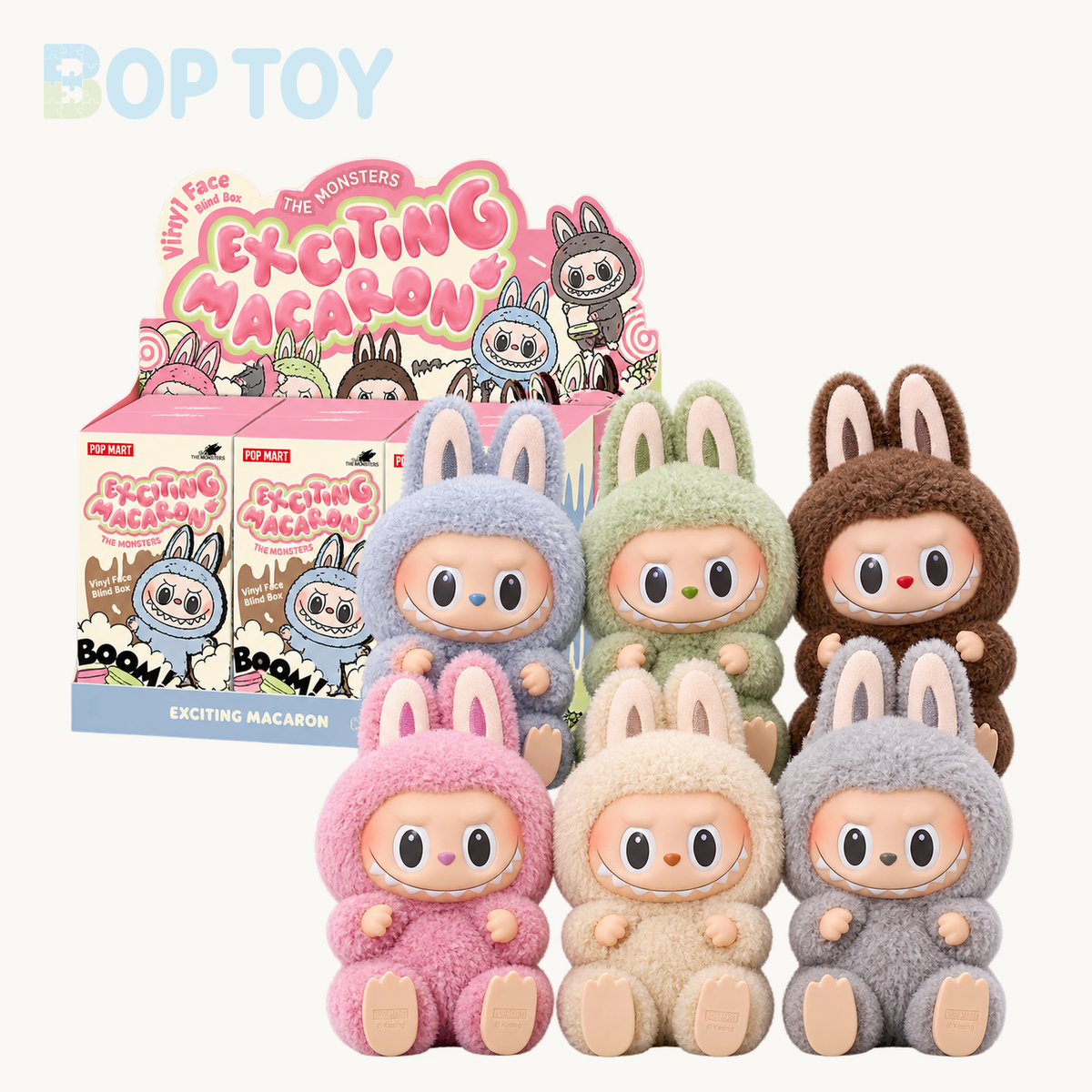 POP MART Labubu Exciting Macaron Vinyl Plush Blind Box — retail packaging and possible styles; actual contents depend on the selected option