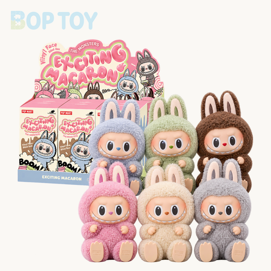 POP MART Labubu Exciting Macaron Vinyl Plush Blind Box — retail packaging and possible styles; actual contents depend on the selected option