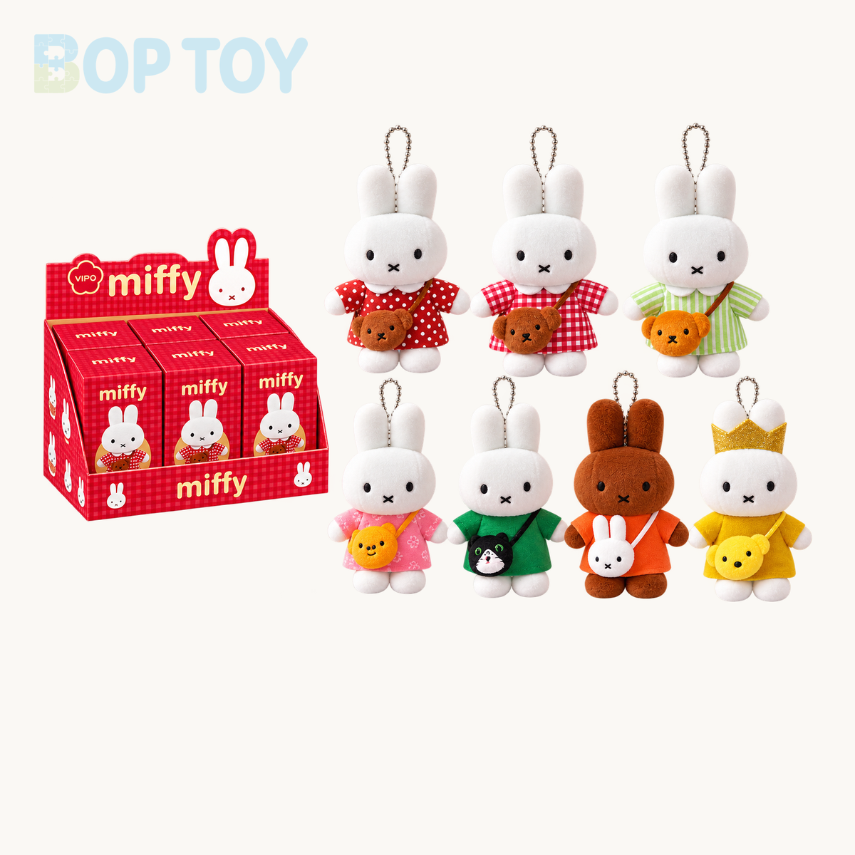 Miffy x Vipo Mini Bag Series Plush Dolls Blind Box — retail packaging and possible styles; actual contents depend on the selected option