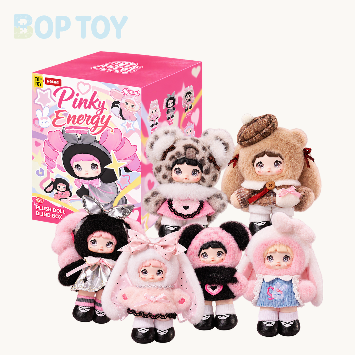 Nommi Pink Energy Series Plush Pendant Blind Box — retail packaging and possible styles; actual contents depend on the selected option