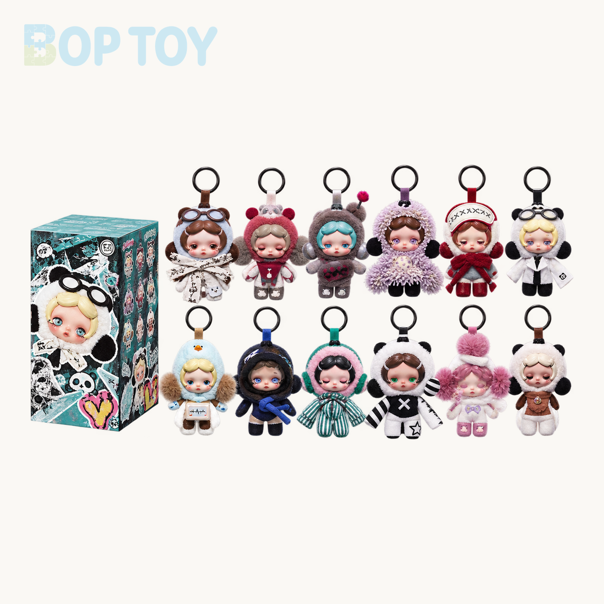 POP MART SKULLPANDA Off Mode Series Plush Pendant Blindbox — retail packaging and possible styles; actual contents depend on the selected option