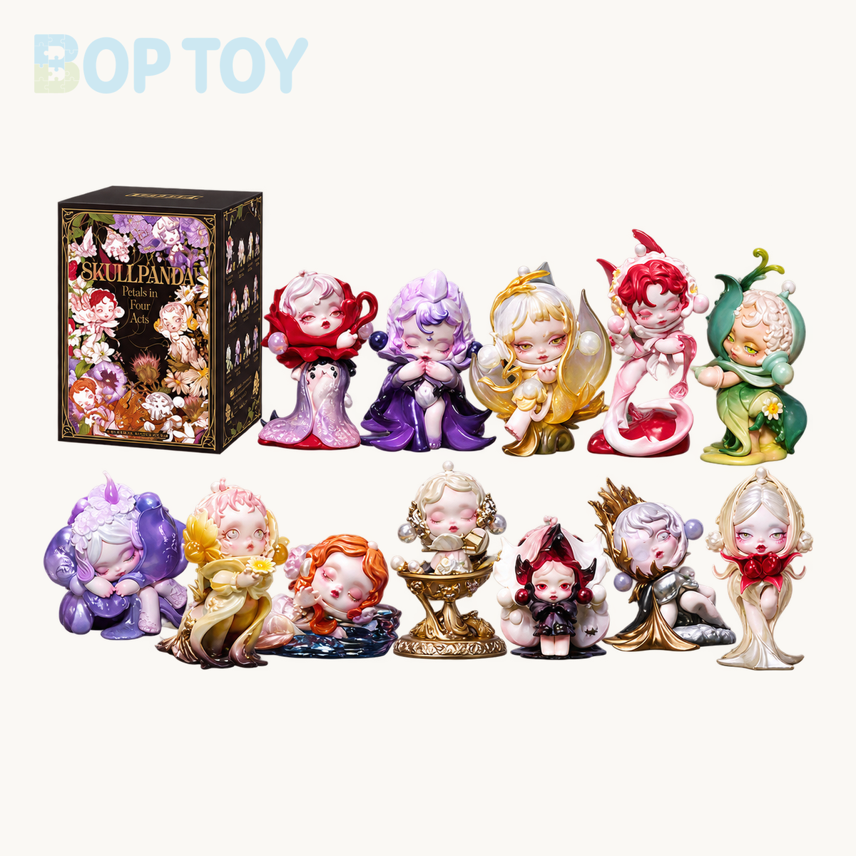 POP MART POP MART SKULLPANDA Petals in Four Acts Series Figures Blindbox — retail packaging and possible styles; actual contents depend on the selected option
