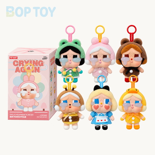 POP MART CRYBABY Crying Again Series Vinyl Face Plush Blind Box — retail packaging and possible styles; actual contents depend on the selected option
