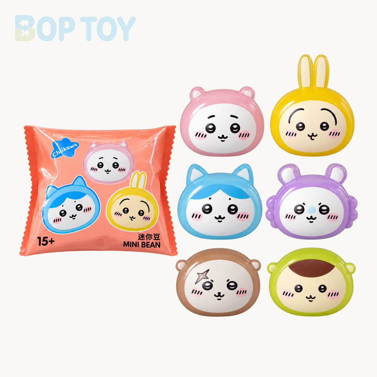 Miniso Chiikawa Mini Bean Blindbag — retail packaging and possible styles; actual contents depend on the selected option