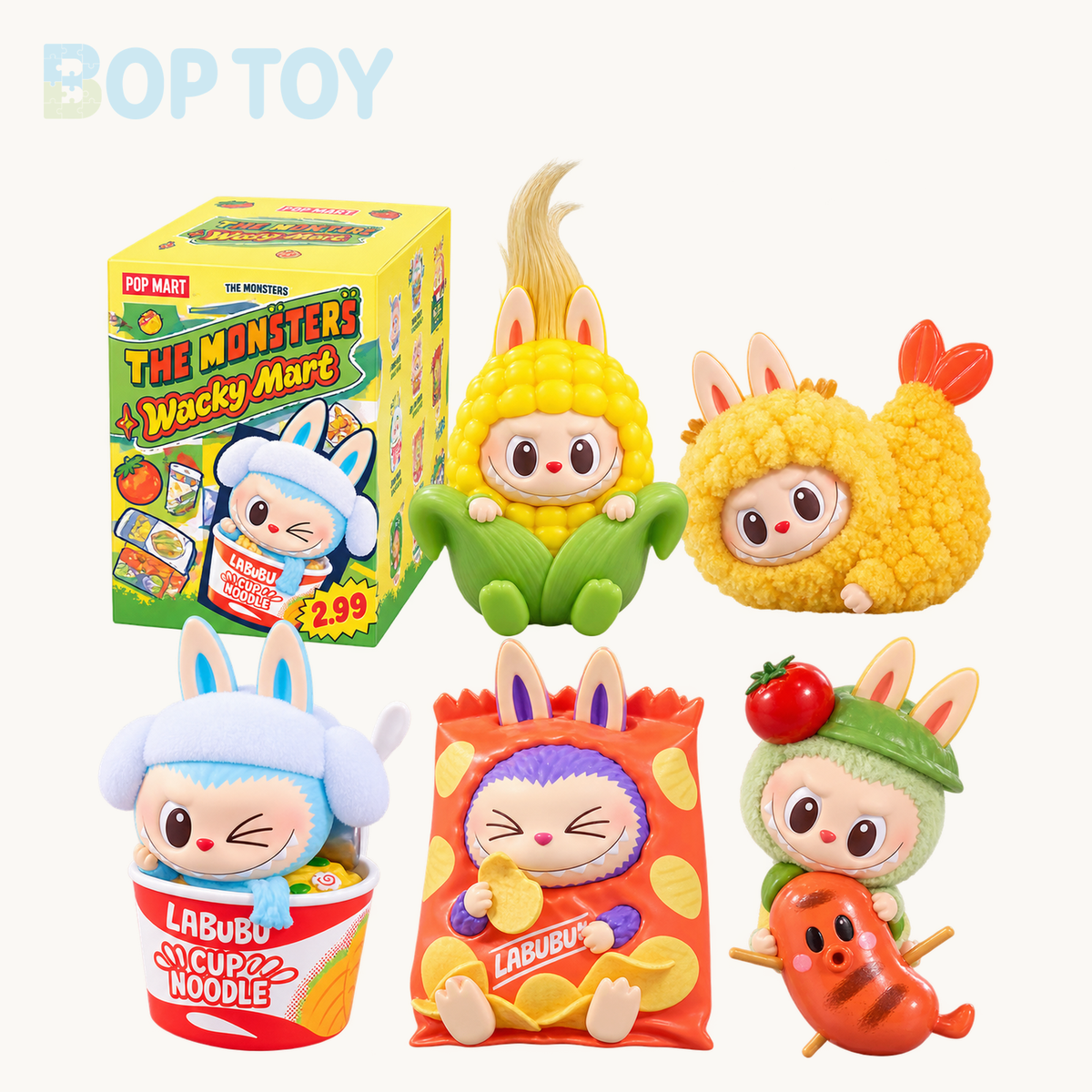 POP MART Labubu The Monsters Wacky Mart Series Figures Blindbox — retail packaging and possible styles; actual contents depend on the selected option
