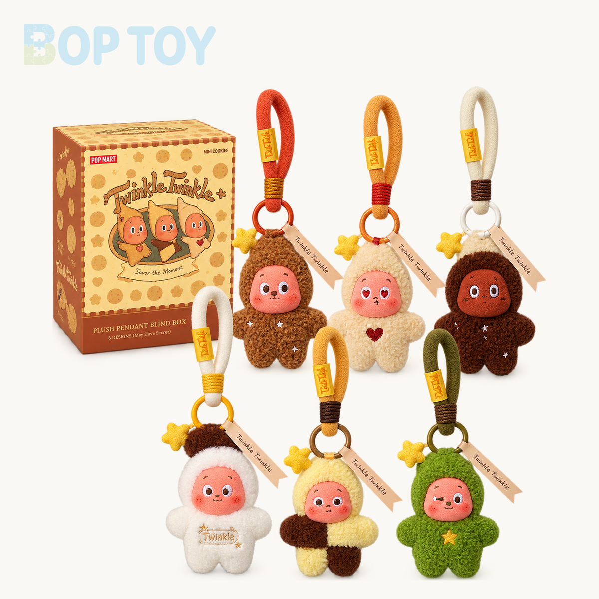 POP MART Twinkle Twinkle Savor the Moment Mini Cookies Plush Pendant Blind Box — retail packaging and possible styles; actual contents depend on the selected option