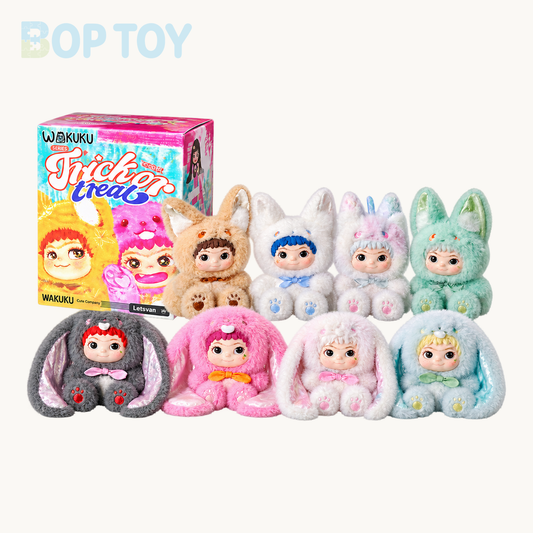 WAKUKU Trick or Treat Series Plush Dolls Blindbox — retail packaging and possible styles; actual contents depend on the selected option