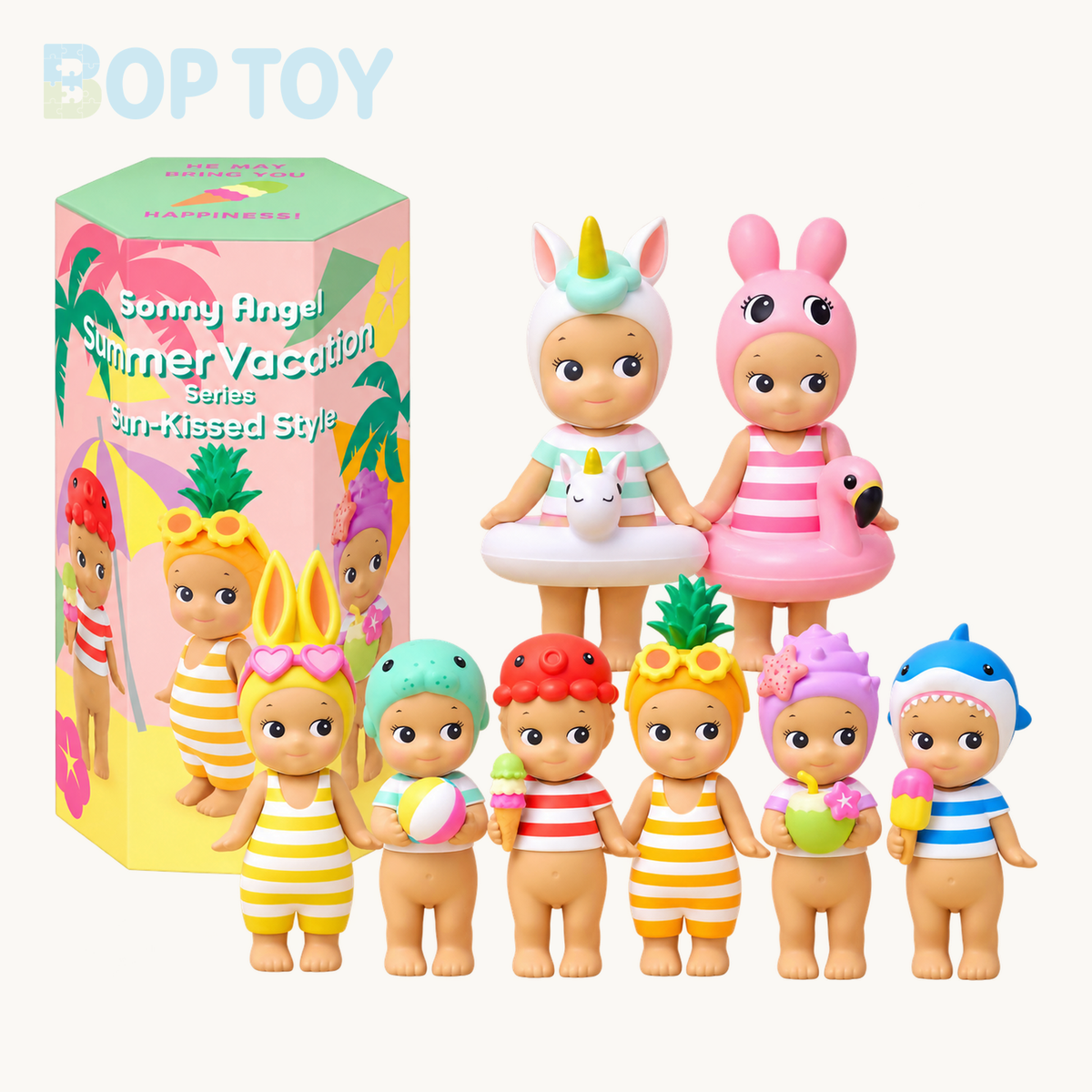 Sonny Angel Summer Vacation Series Sun-Kissed Style Figure Blind Box — retail packaging and possible styles; actual contents depend on the selected option