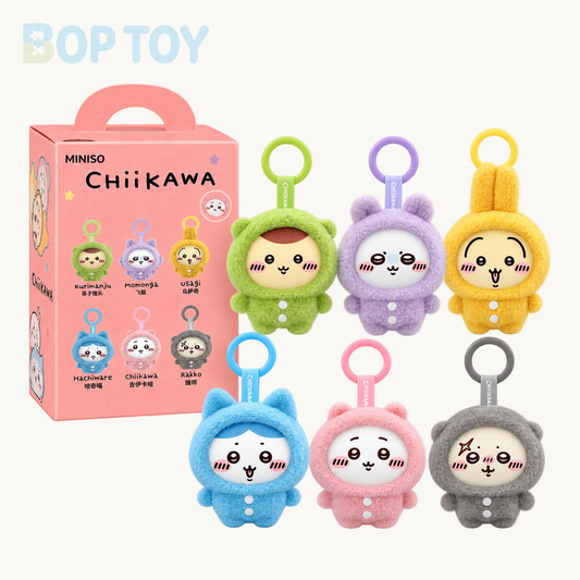 Miniso Chiikawa Pajamas Series Face-Changing Blind Box Pendant — retail packaging and possible styles; actual contents depend on the selected option