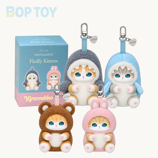 Mofusand Kiramekko Fluffy Kittens Vinyl Keychain Blind Box — retail packaging and possible styles; actual contents depend on the selected option