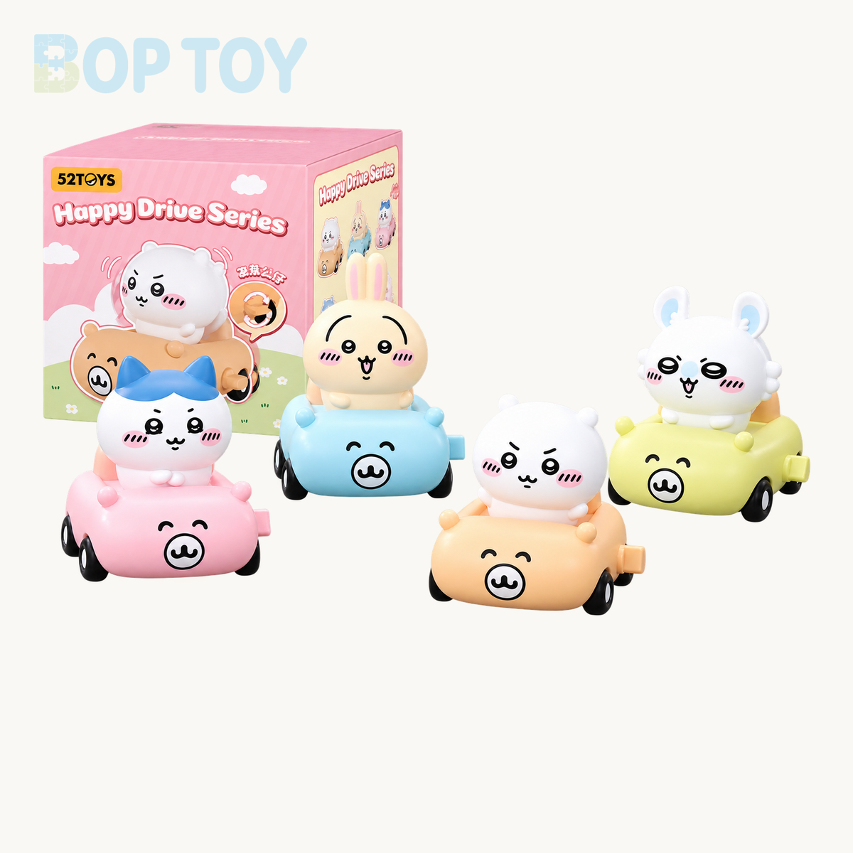 Chiikawa Happy Drive Wind-Up Car Blindbox — retail packaging and possible styles; actual contents depend on the selected option