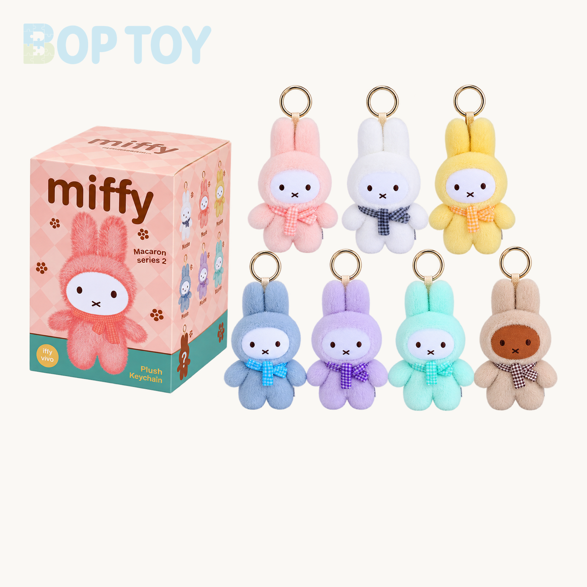Miffy x Vipo Macaron Series 2 Plush Dolls Blind Box — retail packaging and possible styles; actual contents depend on the selected option