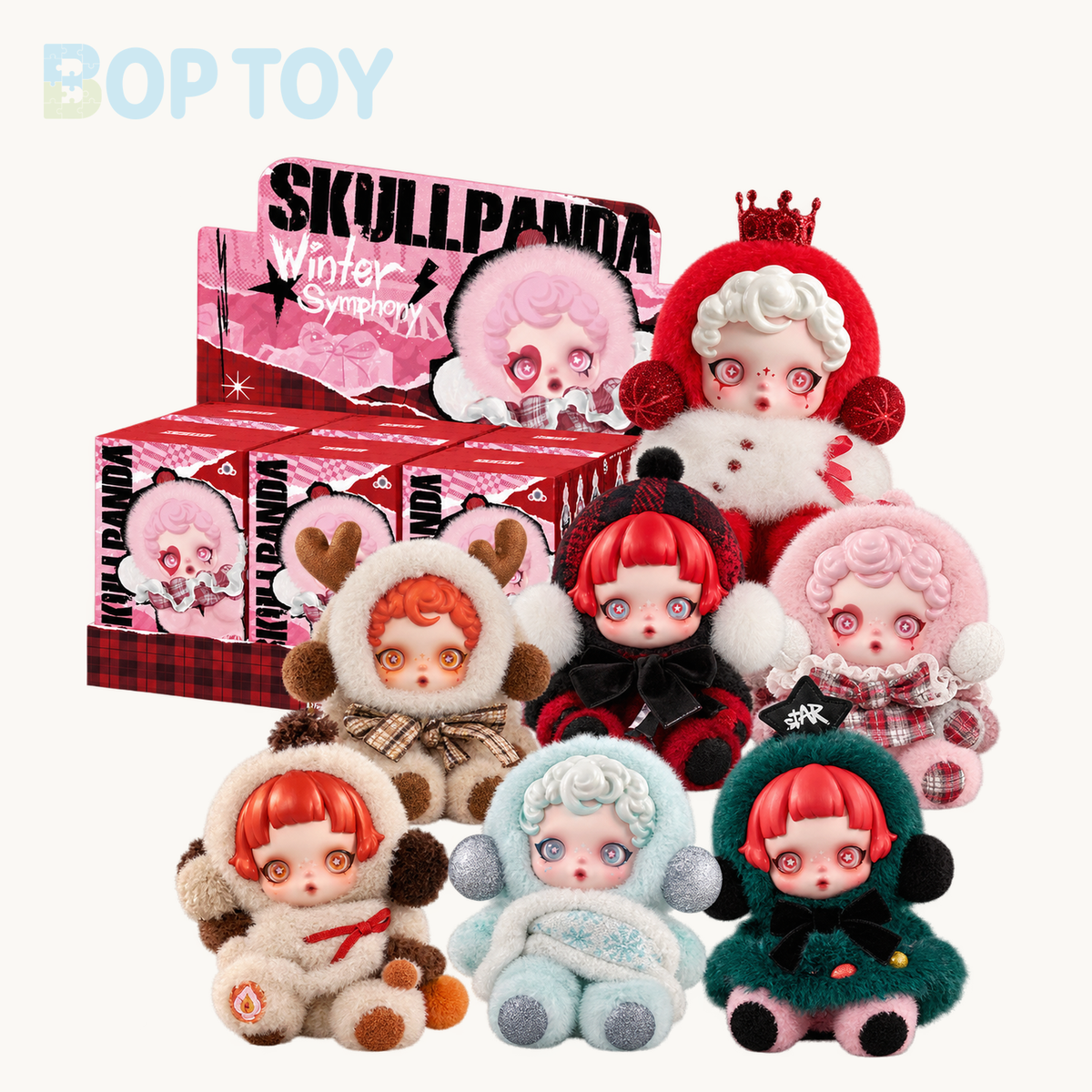 POP MART SKULLPANDA Winter Symphony Series Plush Blindbox — retail packaging and possible styles; actual contents depend on the selected option