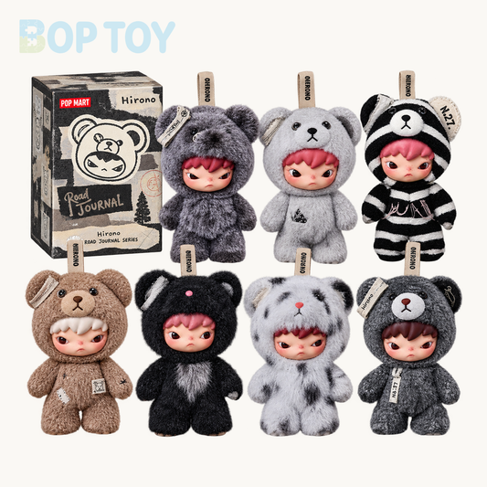 POP MART Hirono Road Journal Series-Plush Doll Pendant Blind Box — retail packaging and possible styles; actual contents depend on the selected option