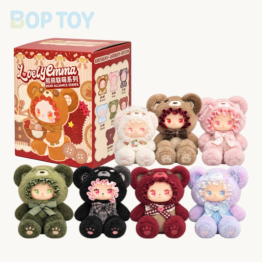 LOVELY EMMA Bear Alliance Series Plush Blindbox — retail packaging and possible styles; actual contents depend on the selected option