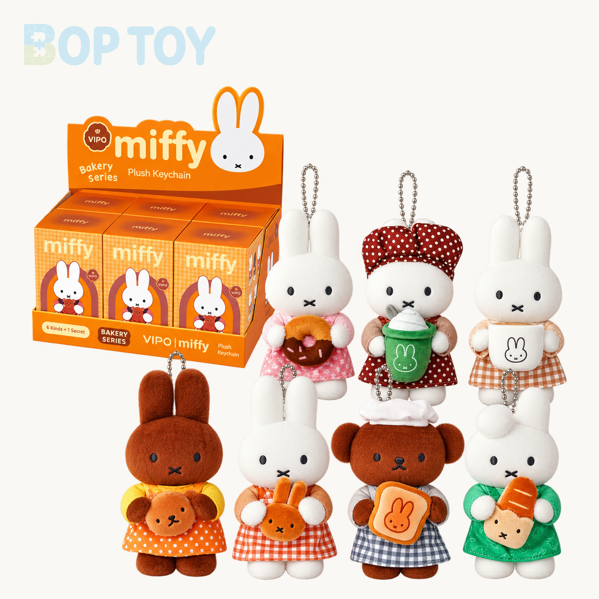 Miffy x Vipo Bakery Series Plush Pendant Blind Box — retail packaging and possible styles; actual contents depend on the selected option