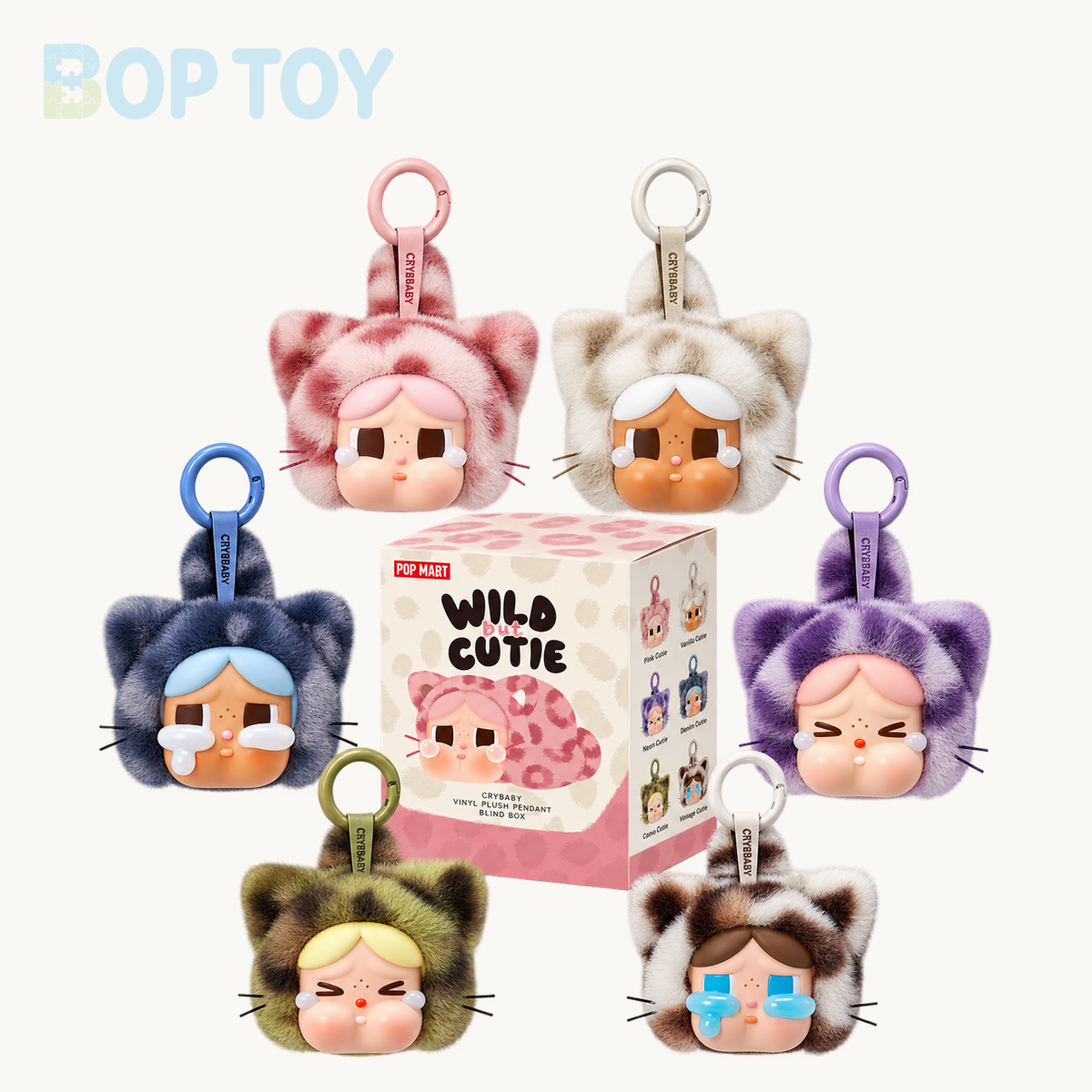 POP MART CRYBABY Wild but Cutie Series Vinyl Plush Pendant Blind Box — retail packaging and possible styles; actual contents depend on the selected option