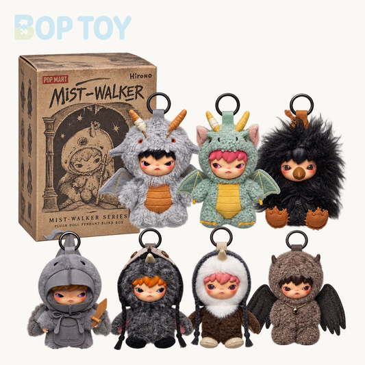 POP MART Hirono Mist-Walker Series-Plush Doll Pendant Blind Box — retail packaging and possible styles; actual contents depend on the selected option