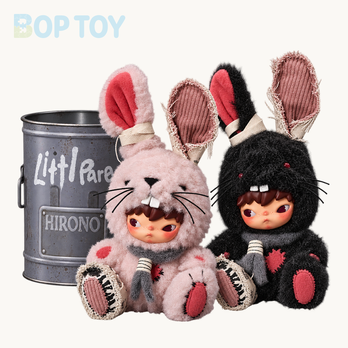 POP MART Hirono Little Hare Plush Doll Pendant — retail packaging and possible styles; actual contents depend on the selected option