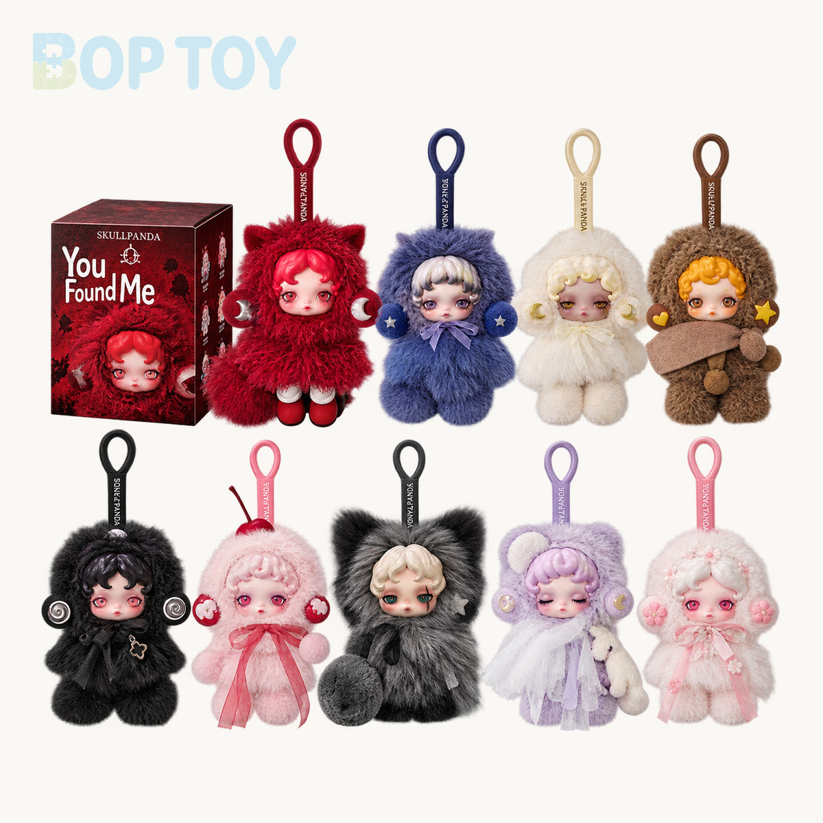 POP MART SKULLPANDA You Found Me! Series Plushie Pendant Blindbox — retail packaging and possible styles; actual contents depend on the selected option