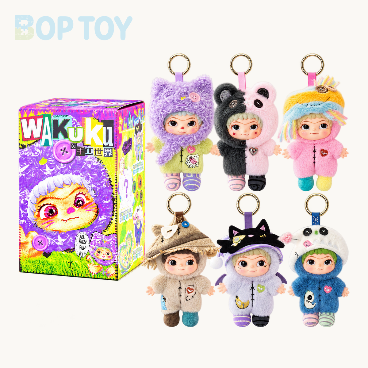 WAKUKU The Handicraft World Series Plush Pendant Blind Box — retail packaging and possible styles; actual contents depend on the selected option