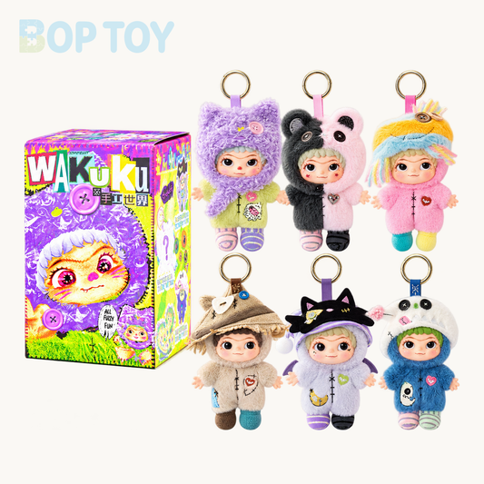 WAKUKU The Handicraft World Series Plush Pendant Blind Box — retail packaging and possible styles; actual contents depend on the selected option