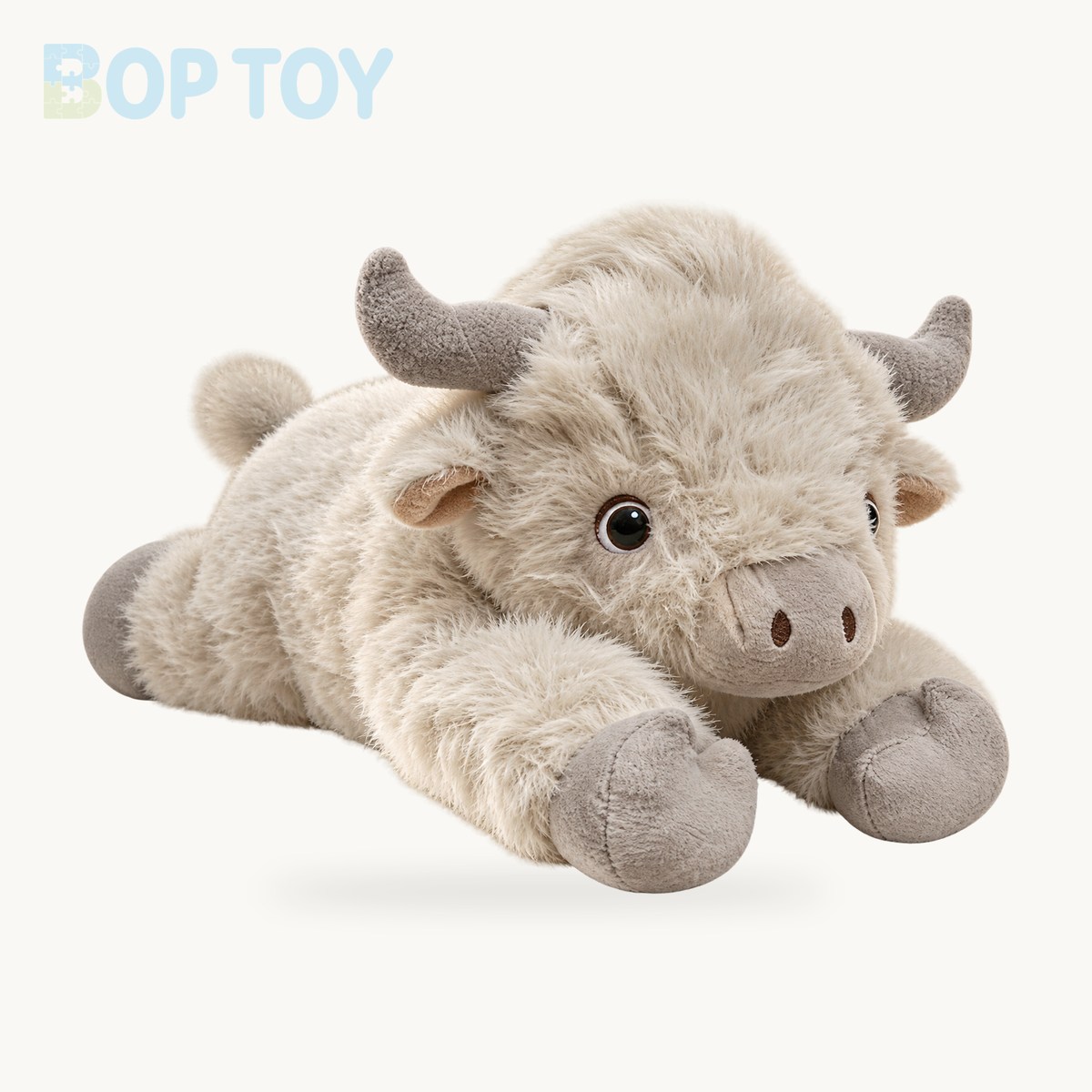 Maisie the Highland Cow Plush product collection on a cream background