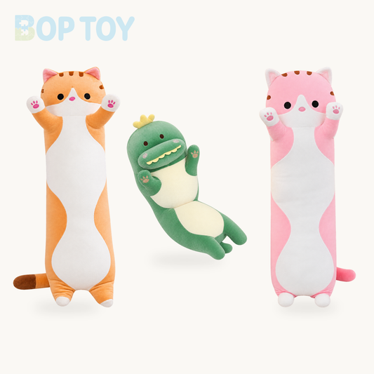 Long Snuggle Buddies Plushie Collection product selection on a cream background