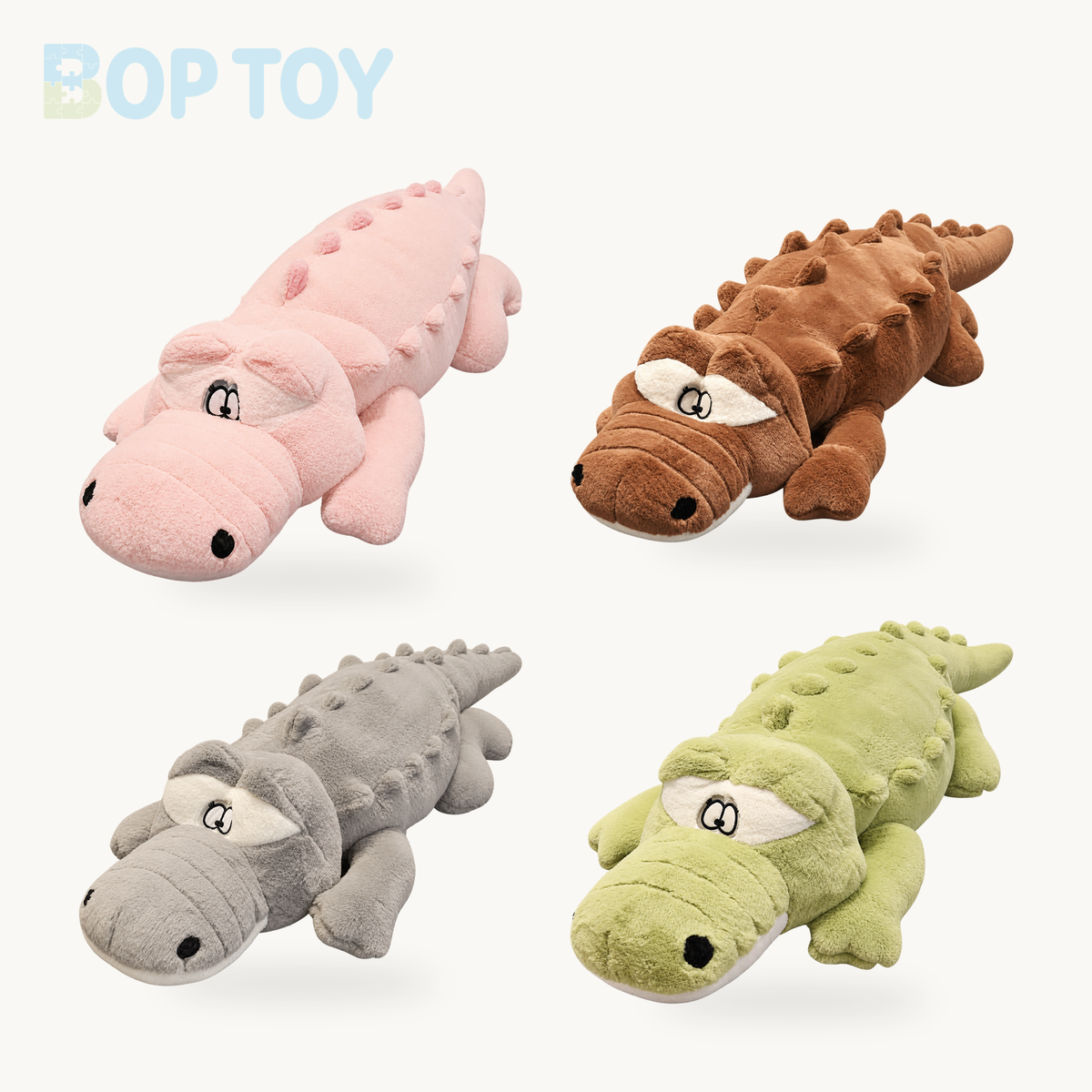Ultimate Jumbo Cross-Eyed Crocodile, 100-150 cm / 36-59" on a cream background