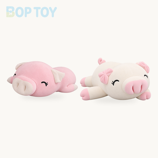 Jumbo Marshmallow Pig Plushie without Blanket, 43.3" | 110 cm on a cream background
