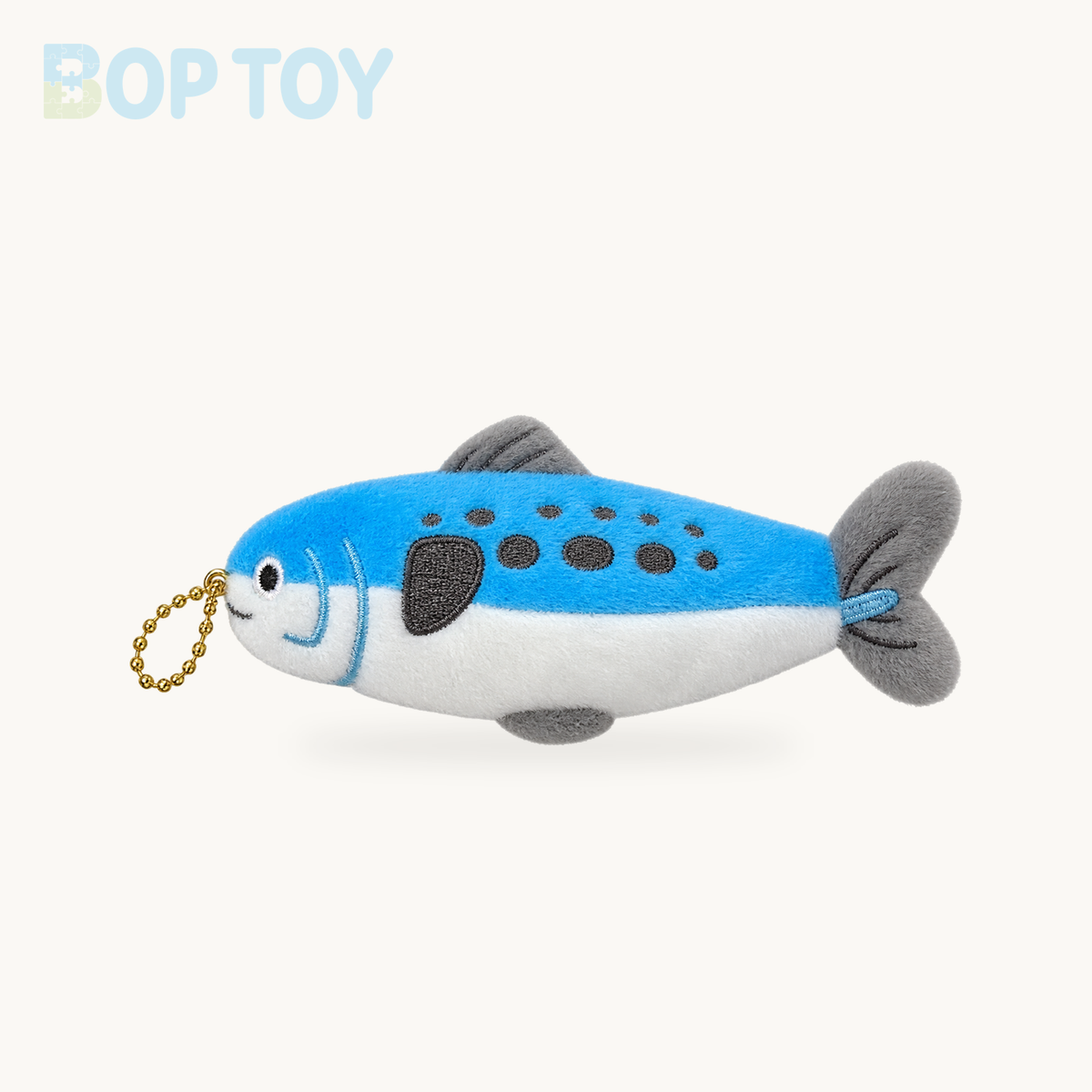 Mackerel Fish Plush Keychain - Cute Simulated Fish Charm, 5.5" | 14 cm product selection on a cream background