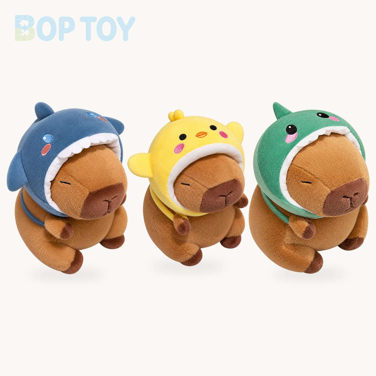 Capybara Animal Cosplay Hat Plushies product selection on a cream background
