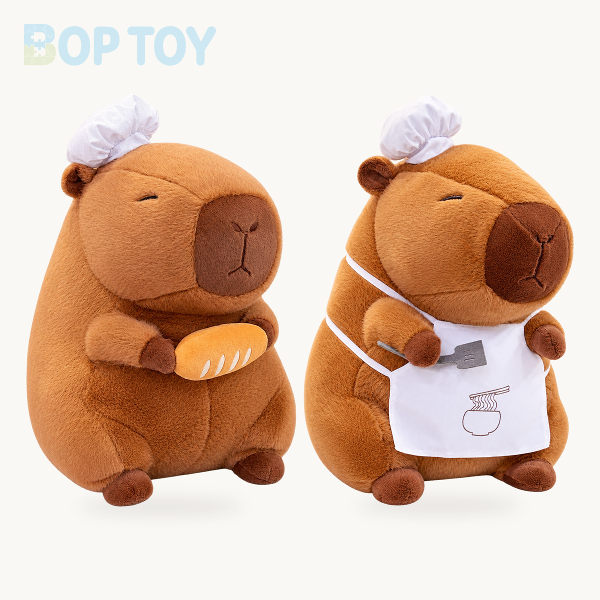 Baker and Chef Capybara Plush Collection product selection on a cream background