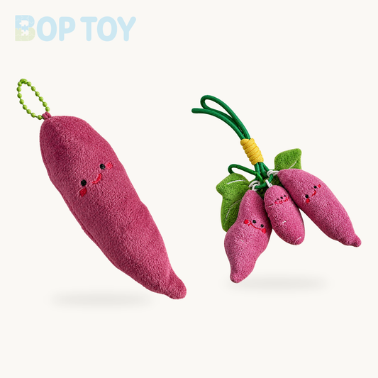 Purple Sweet Potato Plush Keychain | Cute Stuffed Vegetable Pendant product selection on a cream background