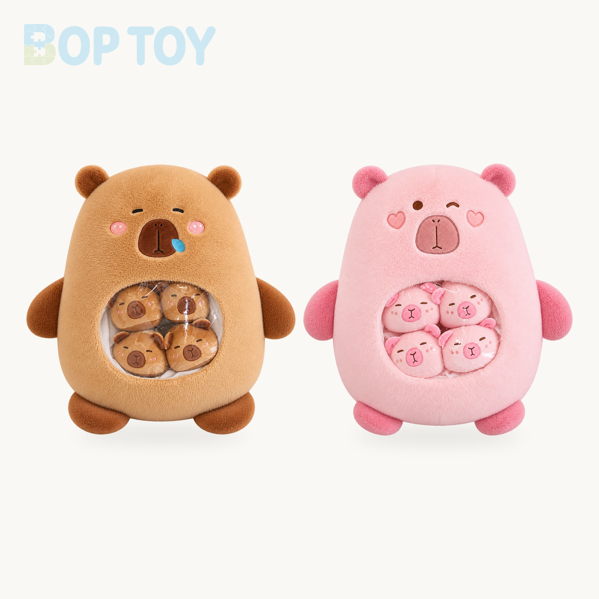 Kawaii Capybara Candy Bag Plushie product selection on a cream background