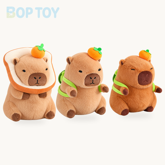 Silly Capybara Toast Turtle Snotty Plushie Family product collection on a cream background