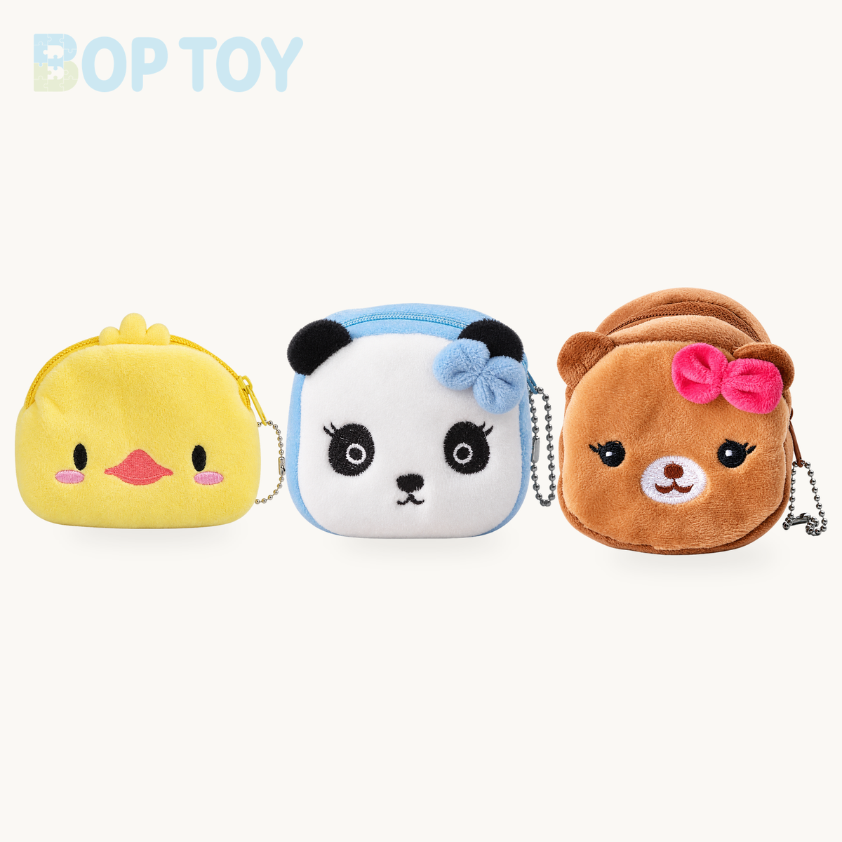 Mini Animal Plush Coin Purse product selection on a cream background