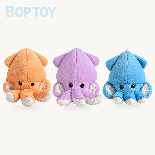 Mini Squid Plush Keychain | Aquatic Bag Charm product selection on a cream background