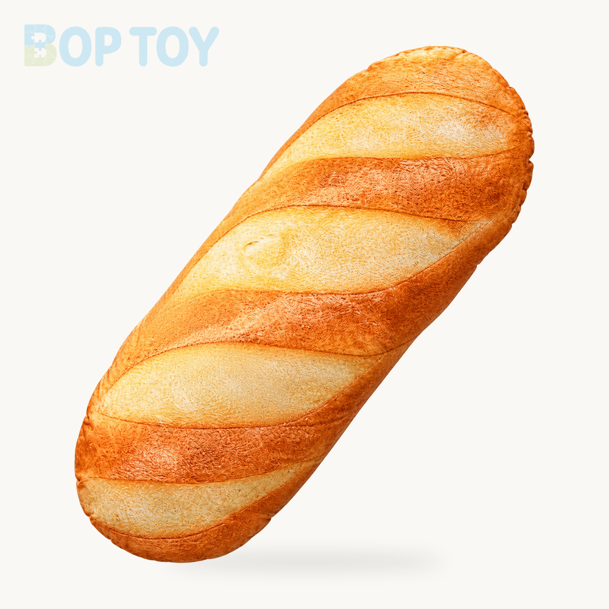 Plushie Jumbo Realistic Loaf of Bread, 8-40" | 20-100 cm on a cream background