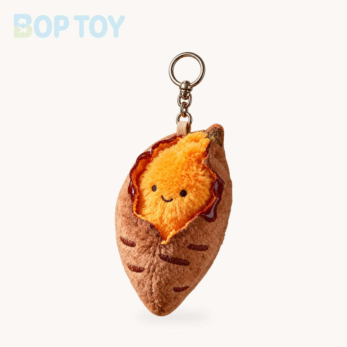 Roasted Sweet Potato Plush Keychain | Simulation Snack Pendant product selection on a cream background