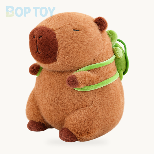 The Adorable Capybara Turtle Back Pack Plushies product collection on a cream background