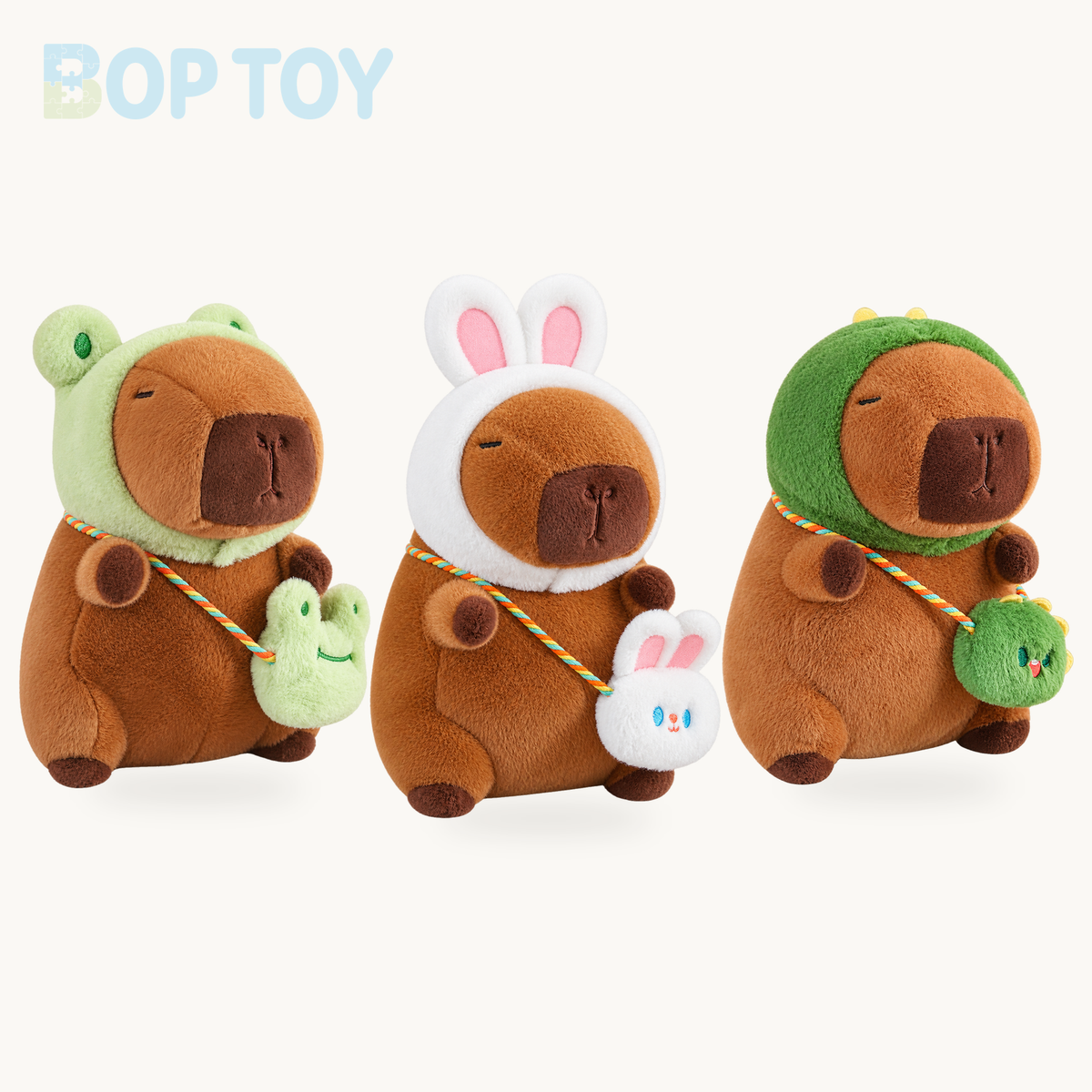 Capybara Frog Besties Costume Plush product selection on a cream background